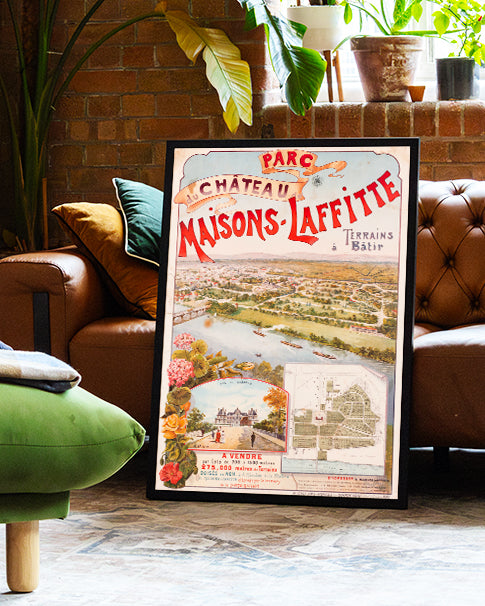 Vintage Frankreich Immobilien Poster – Parc Maisons Laffitte 1937 Poster – FineArt Wandbild, moderne Kunst & Fine Art Print von Spawnd, handgefertigt & Made in Germany