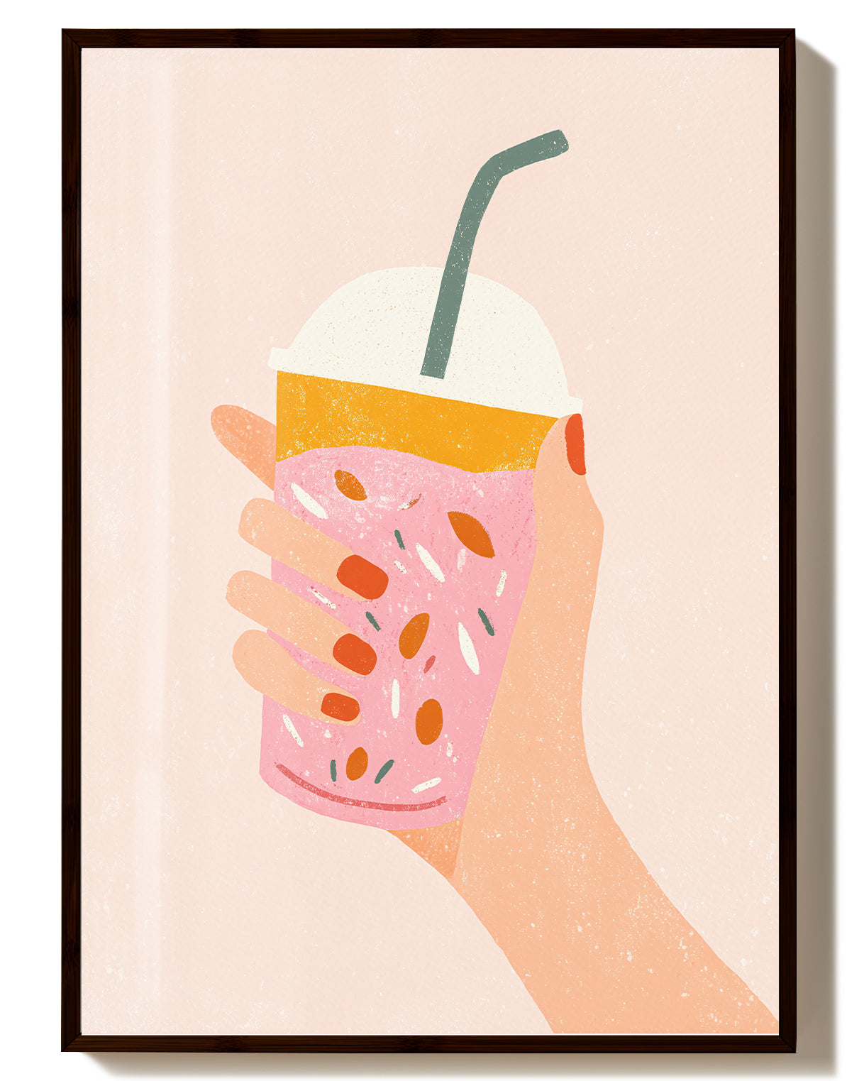 Pop Art & Illustration Food Poster – Pink Smoothie Poster – FineArt Wandbild, moderne Kunst & Fine Art Print von Spawnd, handgefertigt & Made in Germany