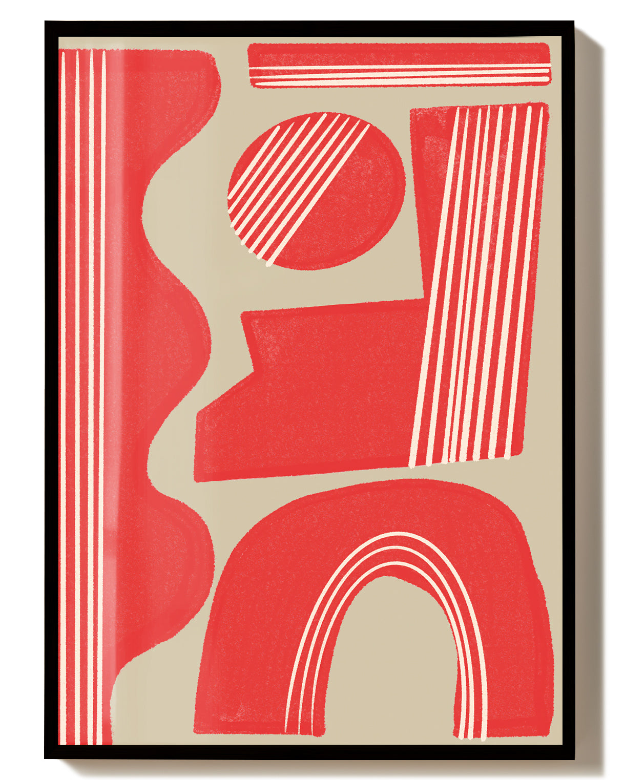 Rotes Geometrisches Abstrakt Poster – Red Geometric Abstract