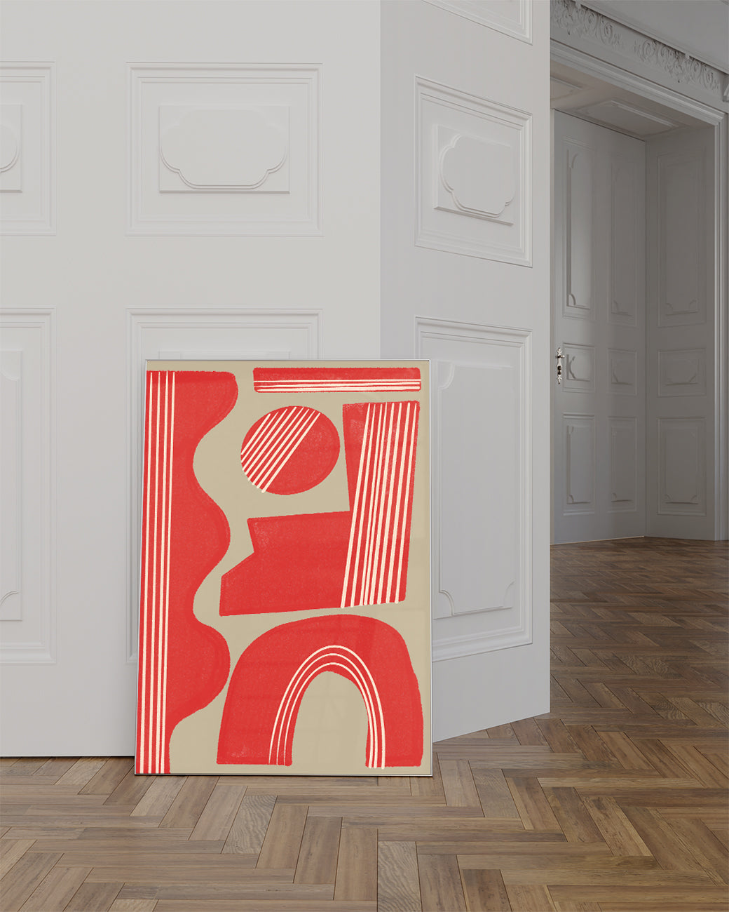 Rotes Geometrisches Abstrakt Poster – Red Geometric Abstract