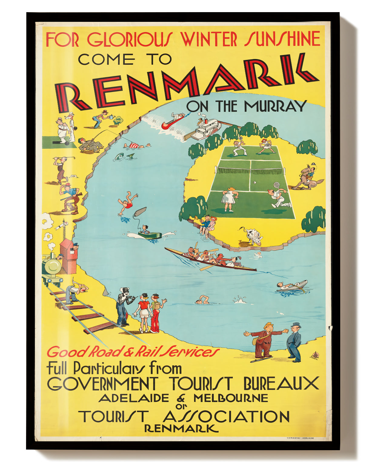 Vintage Australien Poster – Renmark Murray River Poster – FineArt Wandbild, moderne Kunst & Fine Art Print von Spawnd, handgefertigt & Made in Germany