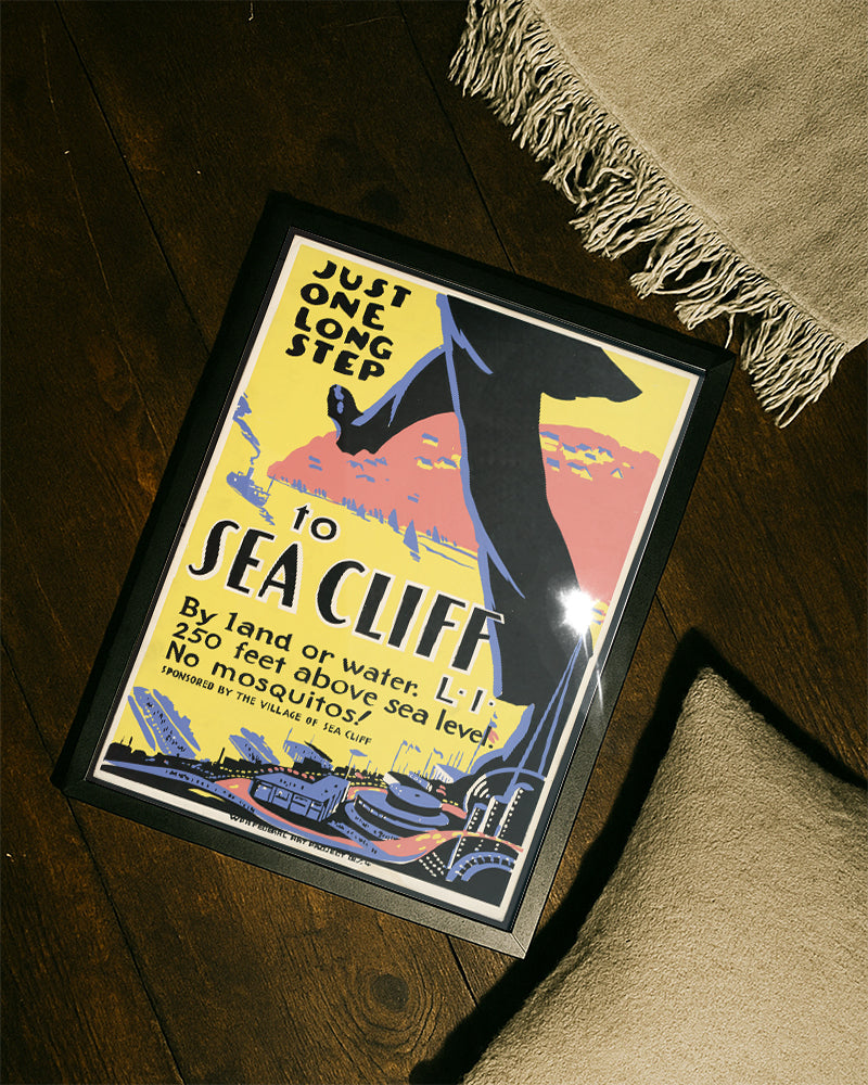 Titel: Vintage Sea Cliff Poster – Long Island New York Poster – FineArt Wandbild, moderne Kunst & Fine Art Print von Spawnd, handgefertigt & Made in Germany