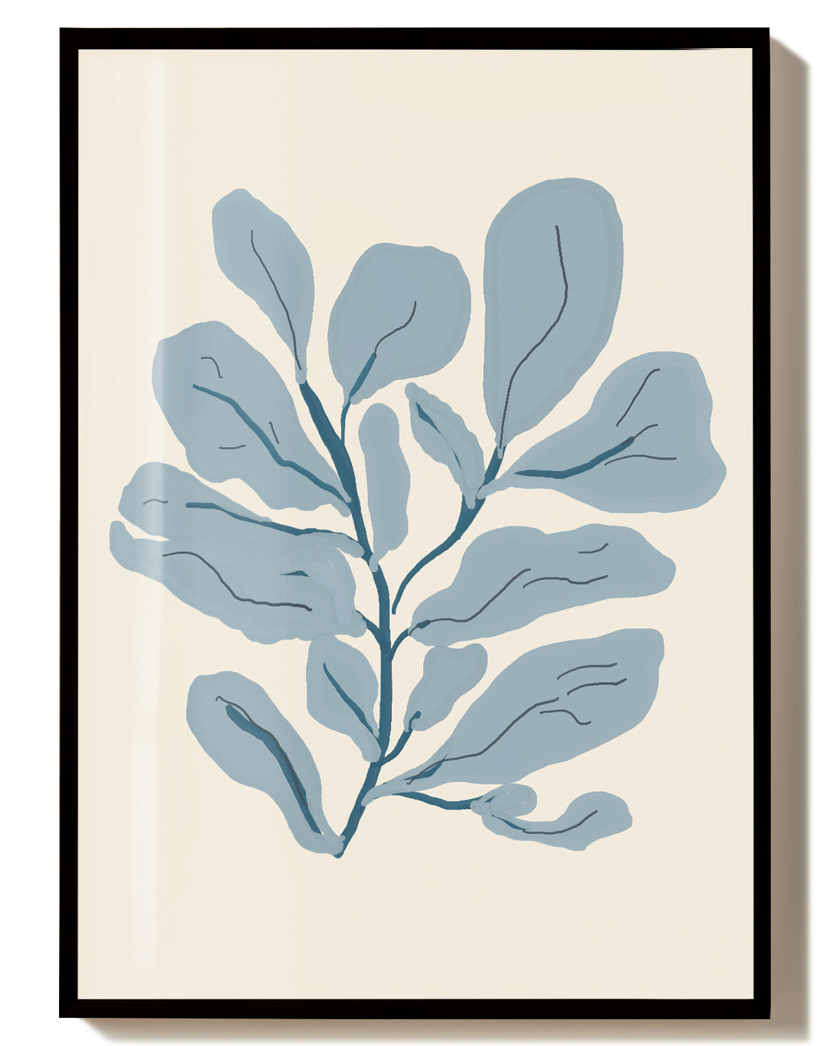 Pflanzen Poster modern Blau – Soft Leaves