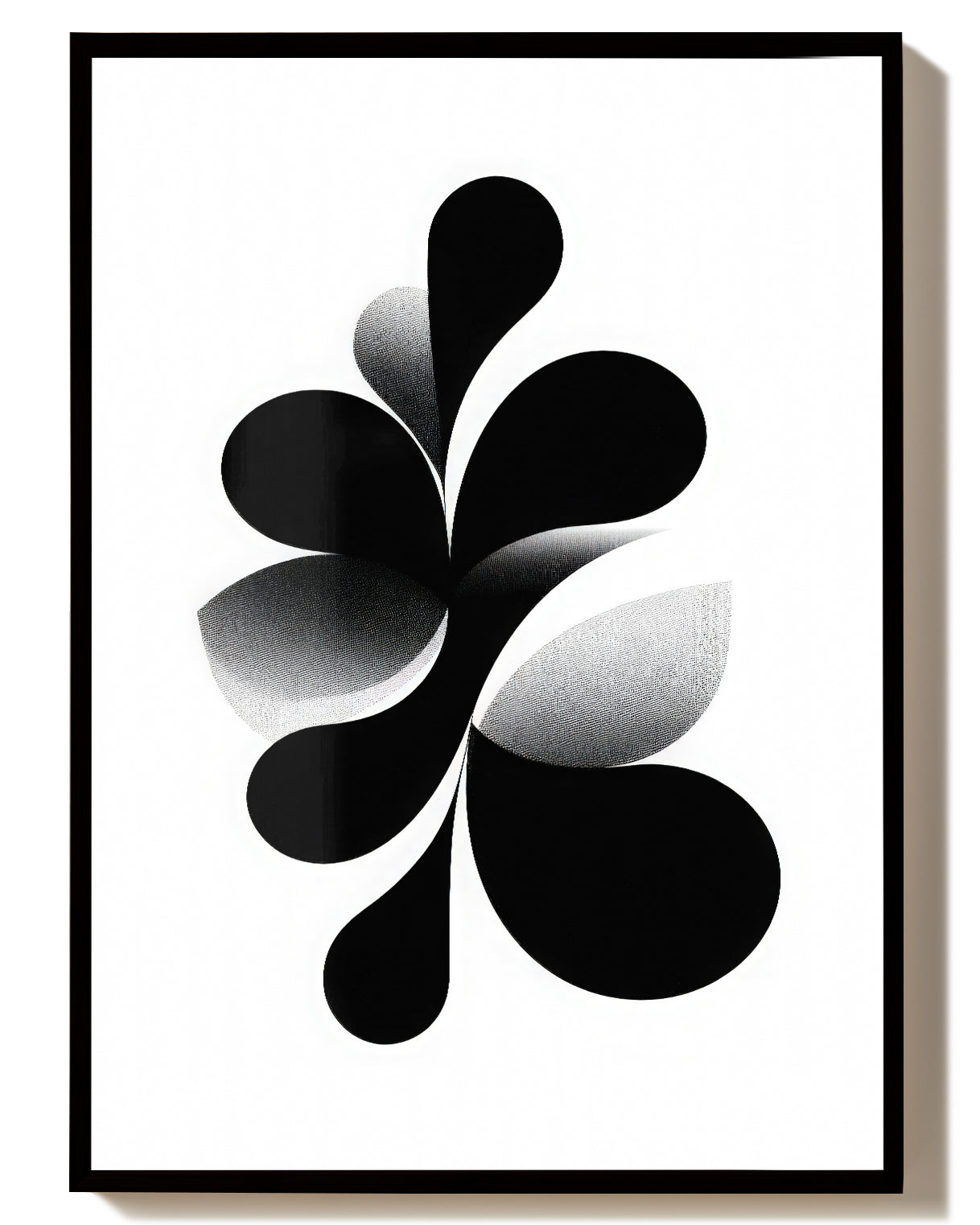 Organisches Blatt Poster Schwarz Weiß – Soft Void