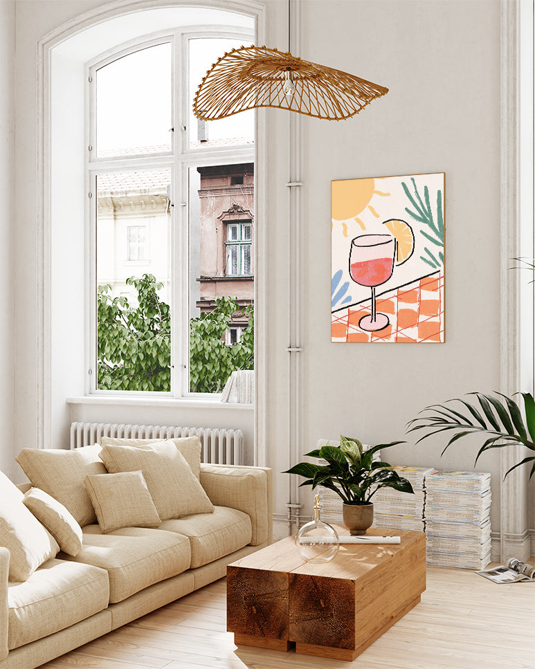 Sommer Aperitif Illustration Poster – Summer Aperol Poster – FineArt Wandbild, moderne Kunst & Fine Art Print von Spawnd, handgefertigt & Made in Germany