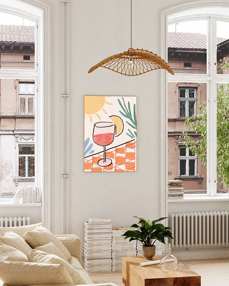 Sommer Aperitif Illustration Poster – Summer Aperol Poster – FineArt Wandbild, moderne Kunst & Fine Art Print von Spawnd, handgefertigt & Made in Germany