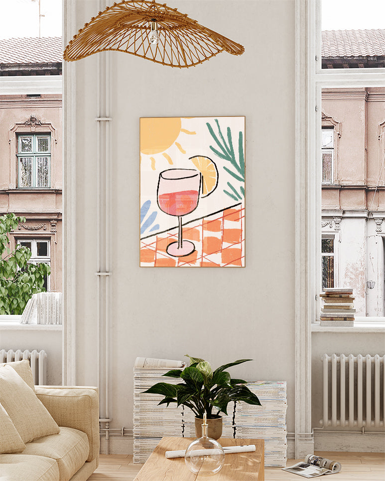Sommer Aperitif Illustration Poster – Summer Aperol Poster – FineArt Wandbild, moderne Kunst & Fine Art Print von Spawnd, handgefertigt & Made in Germany