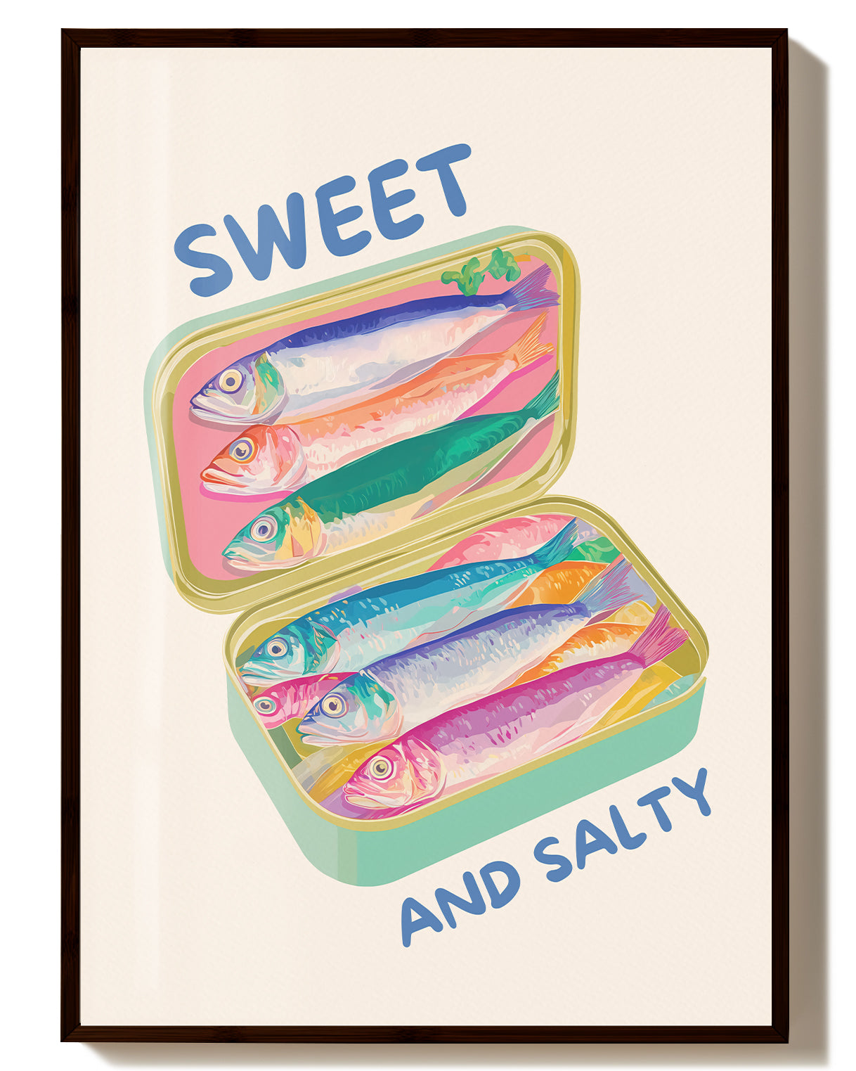 Sardinen Dose Illustration Poster – Sweet and Salty Poster – FineArt Wandbild, moderne Kunst & Fine Art Print von Spawnd, handgefertigt & Made in Germany