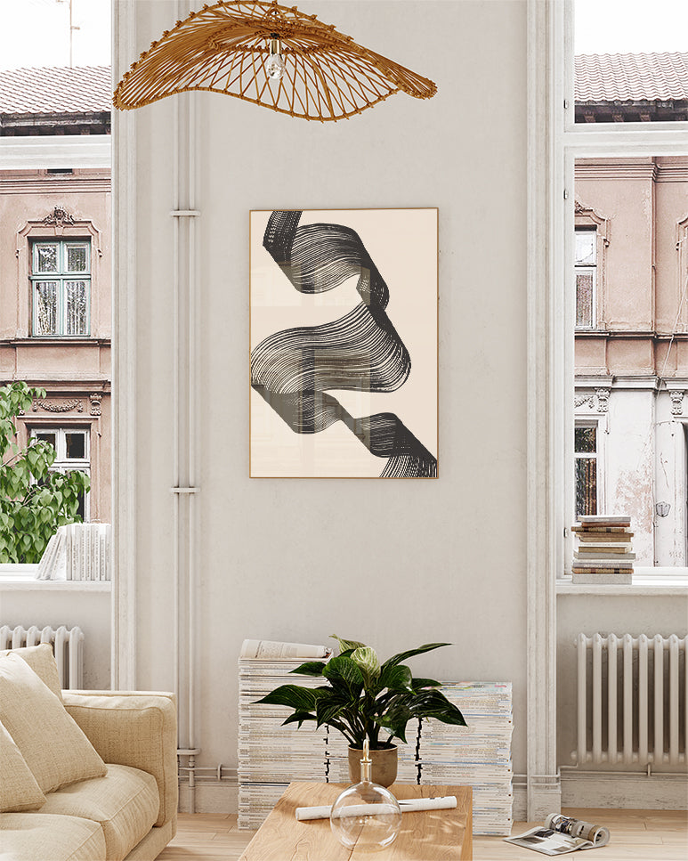 Abstraktes Linien Poster modern – Tanzende Bandform