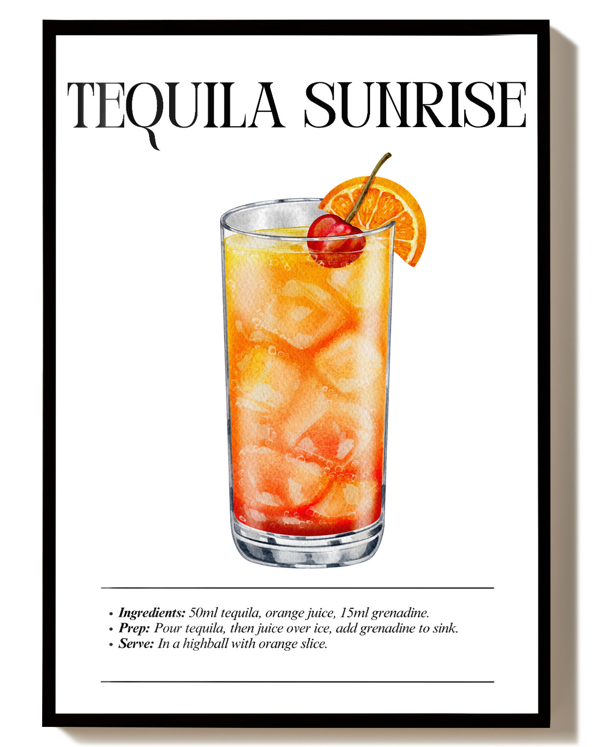 Cocktail Poster – Tequila Sunrise Cocktail