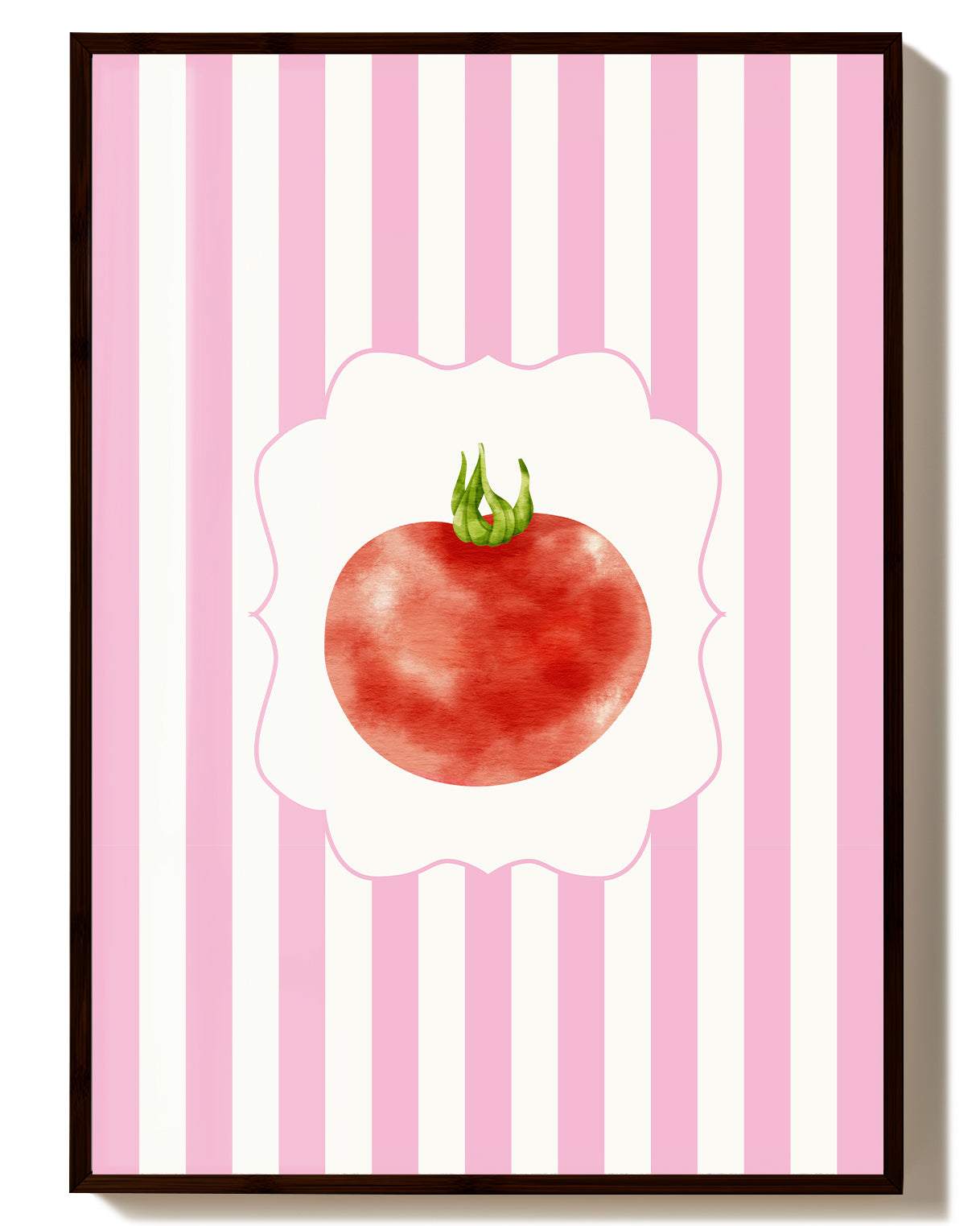 Tomate Illustration Poster – Rosa Streifen Design Poster – FineArt Wandbild, moderne Kunst & Fine Art Print von Spawnd, handgefertigt & Made in Germany