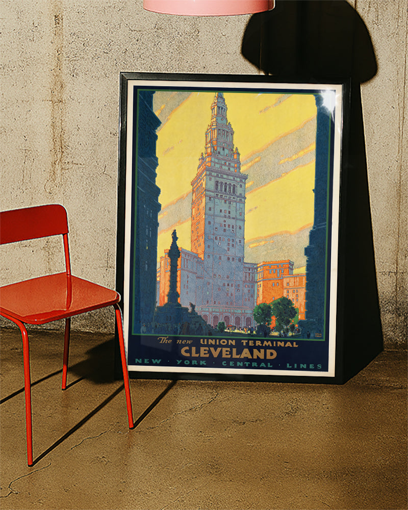 Vintage Cleveland USA Poster – Union Terminal Bahnhof Poster – FineArt Wandbild, moderne Kunst & Fine Art Print von Spawnd, handgefertigt & Made in Germany