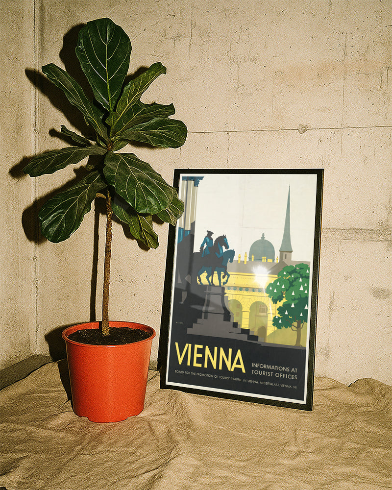 Titel: Vintage Wien Poster – Vienna Österreich Stadt Wandbild Poster – FineArt Wandbild, moderne Kunst & Fine Art Print von Spawnd, handgefertigt & Made in Germany