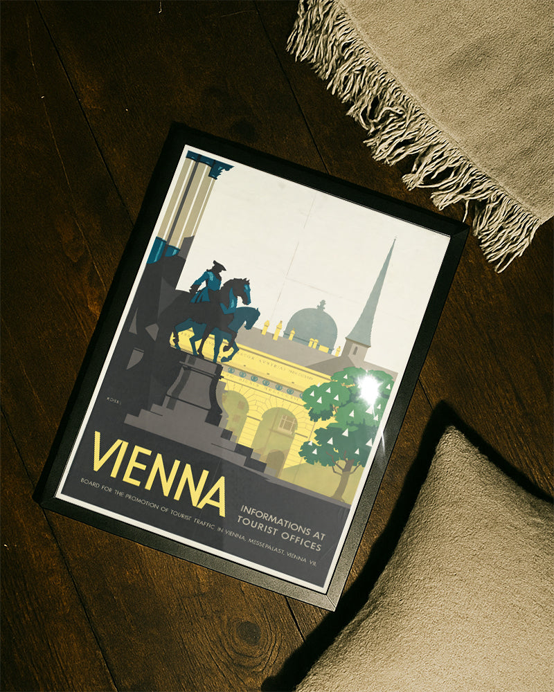 Titel: Vintage Wien Poster – Vienna Österreich Stadt Wandbild Poster – FineArt Wandbild, moderne Kunst & Fine Art Print von Spawnd, handgefertigt & Made in Germany