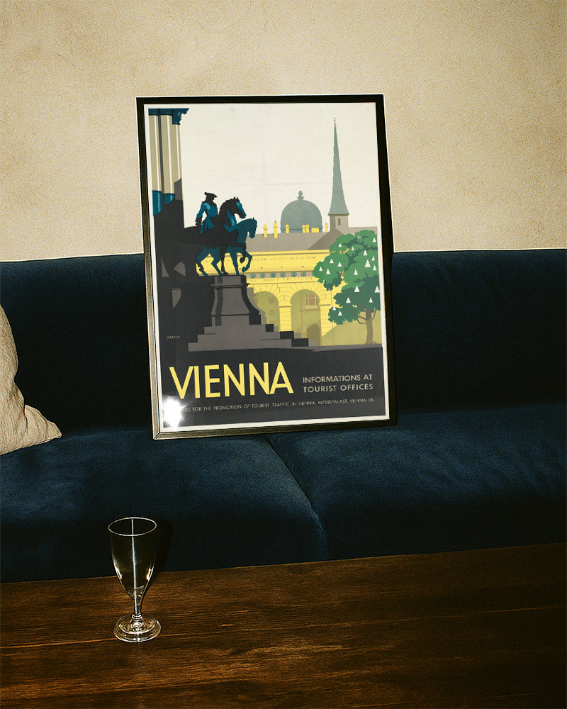 Titel: Vintage Wien Poster – Vienna Österreich Stadt Wandbild Poster – FineArt Wandbild, moderne Kunst & Fine Art Print von Spawnd, handgefertigt & Made in Germany