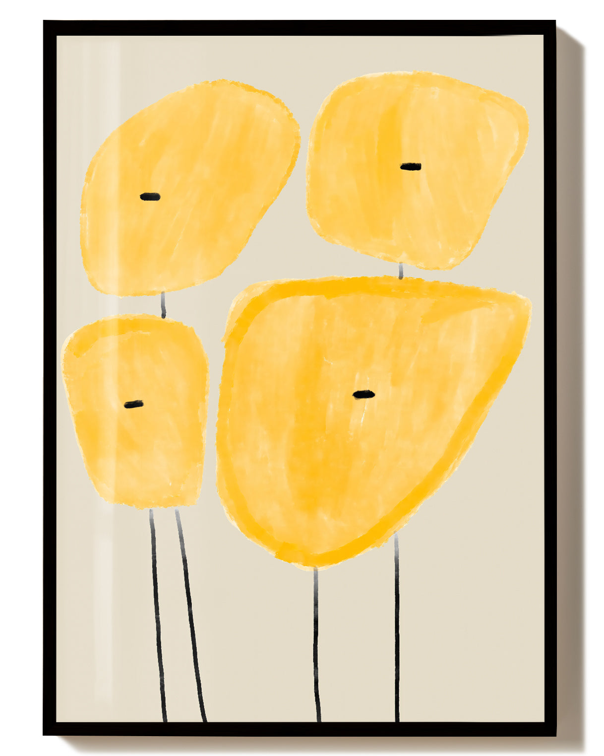 Yellow Minimal Flowers Poster – Gelbe Minimalistische Blüten