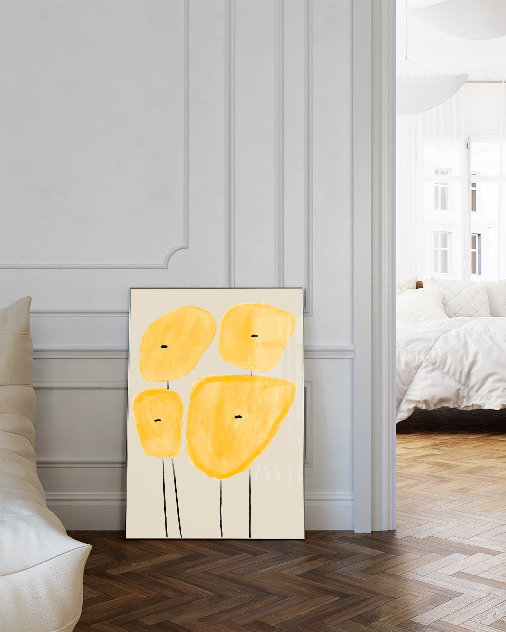 Yellow Minimal Flowers Poster – Gelbe Minimalistische Blüten