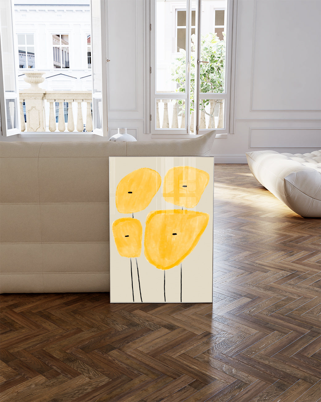 Yellow Minimal Flowers Poster – Gelbe Minimalistische Blüten