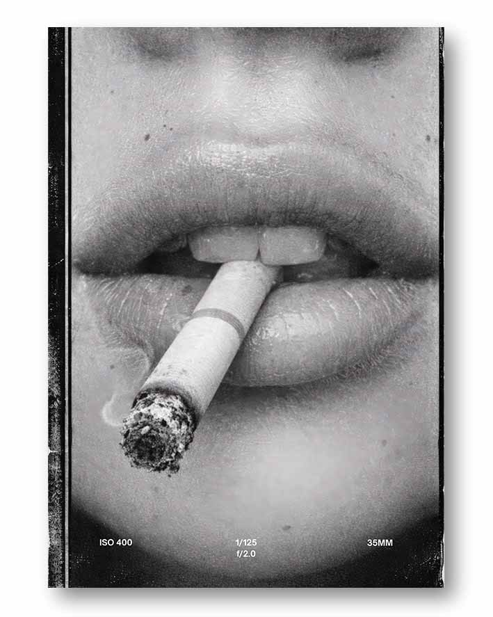 Schwarzweiß Poster Lippen & Zigarette – Fotografie | Spawnd