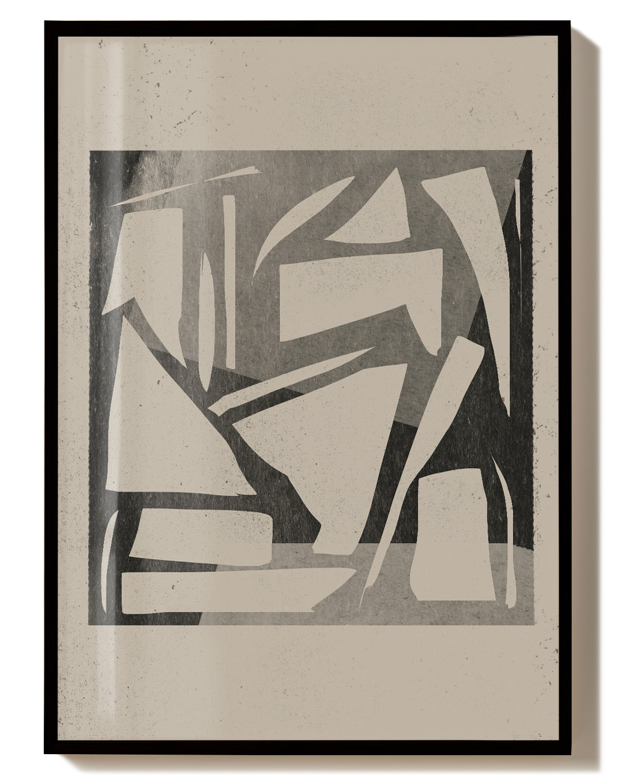 Abstraktes Grau Collage Poster – Abstract Grey Collage Poster – FineArt Wandbild, moderne Kunst & Fine Art Print von Spawnd, handgefertigt & Made in Germany