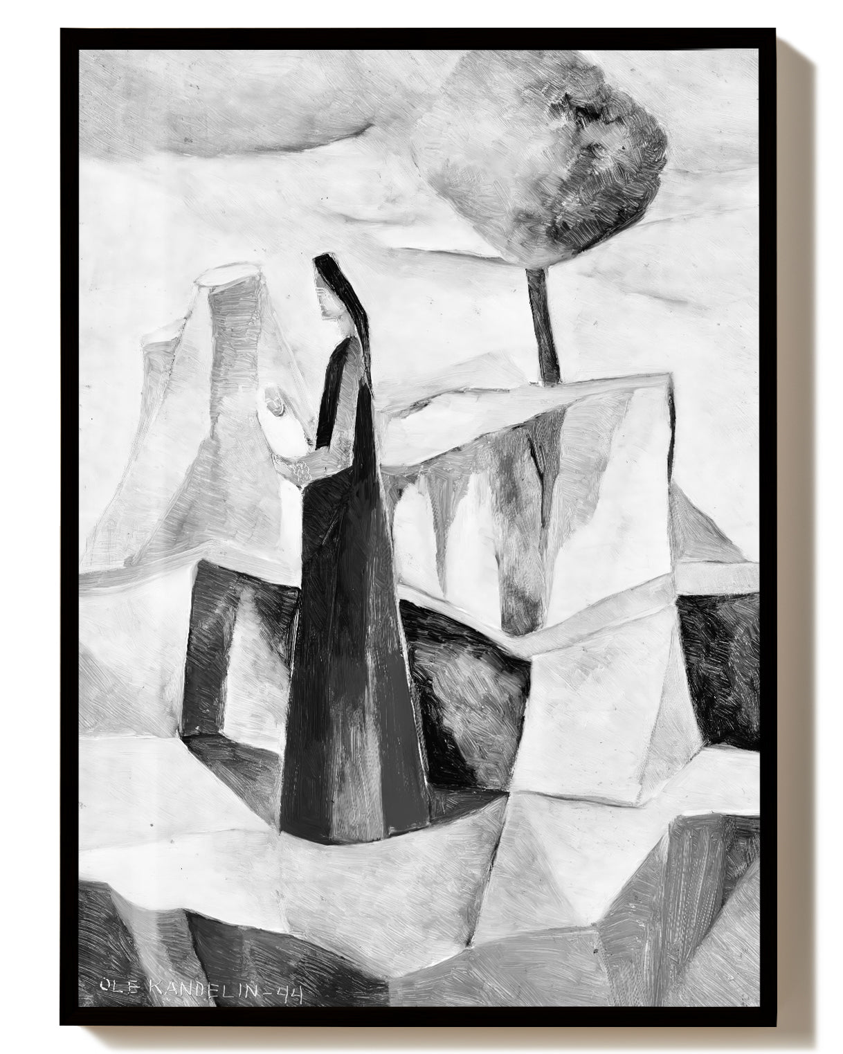 Abstraktes Schwarz Weiß Kunstposter – Fragmented Form Poster – FineArt Wandbild, moderne Kunst & Fine Art Print von Spawnd, handgefertigt & Made in Germany