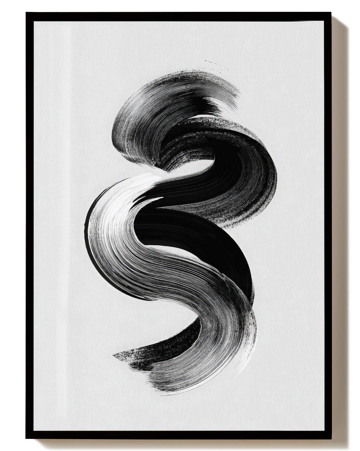 Abstraktes Schwarz Weiß Pinsel Poster – Inner Cascade Poster – FineArt Wandbild, moderne Kunst & Fine Art Print von Spawnd, handgefertigt & Made in Germany