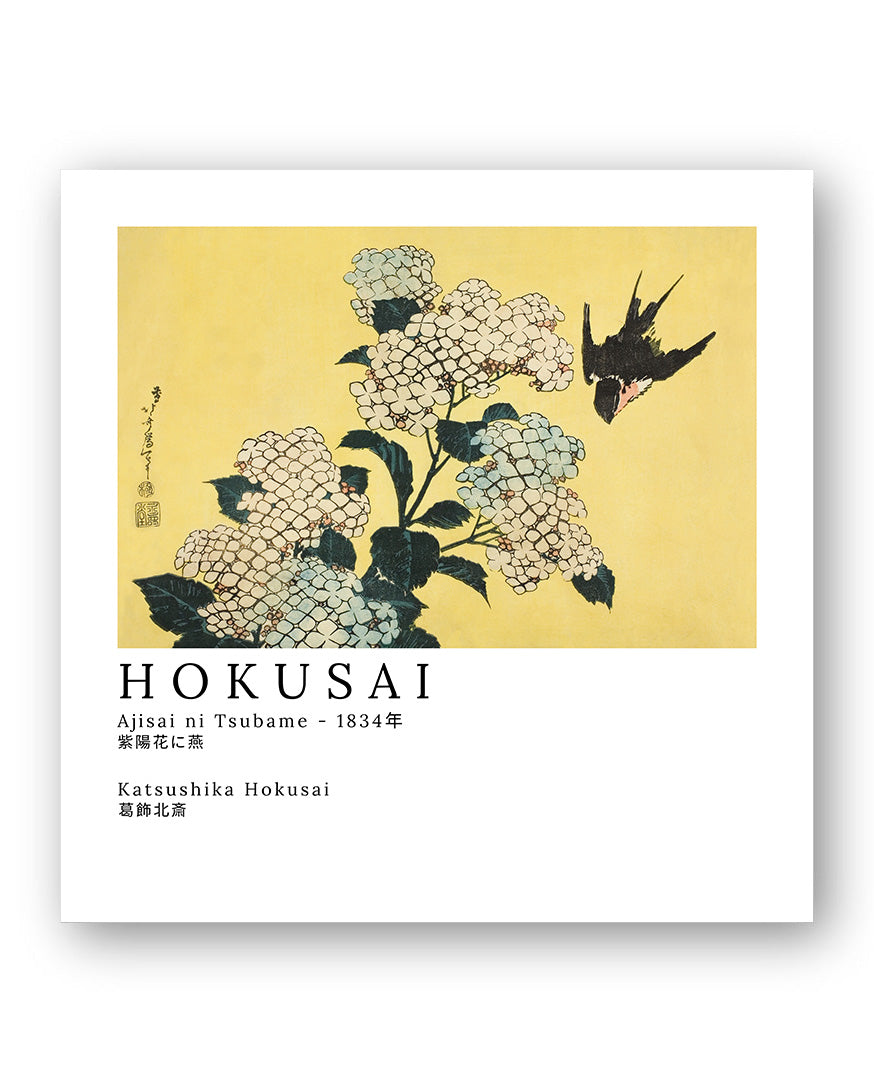 Ajisai ni Tsubame Poster – FineArt Wandbild, moderne Kunst & Fine Art Print von Spawnd, handgefertigt & Made in Germany