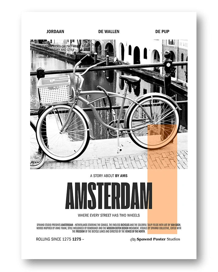 Amsterdam Poster – FineArt Wandbild, moderne Kunst & Fine Art Print von Spawnd, handgefertigt & Made in Germany