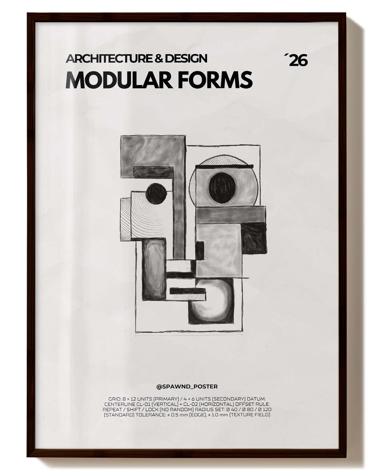 Architektur Formen Dekorationsposter – Modular Forms Poster – FineArt Wandbild, moderne Kunst & Fine Art Print von Spawnd, handgefertigt & Made in Germany