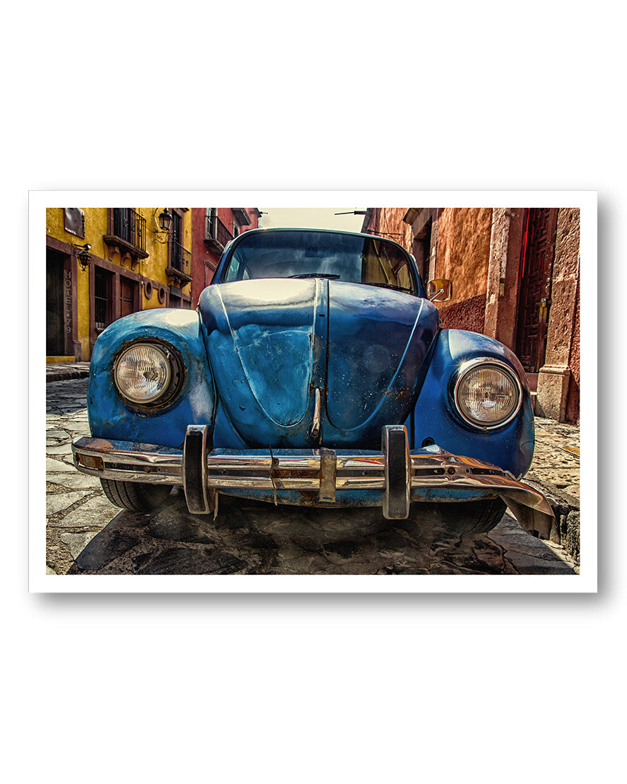 Beetle blau Poster – FineArt Wandbild, moderne Kunst & Fine Art Print von Spawnd, handgefertigt & Made in Germany