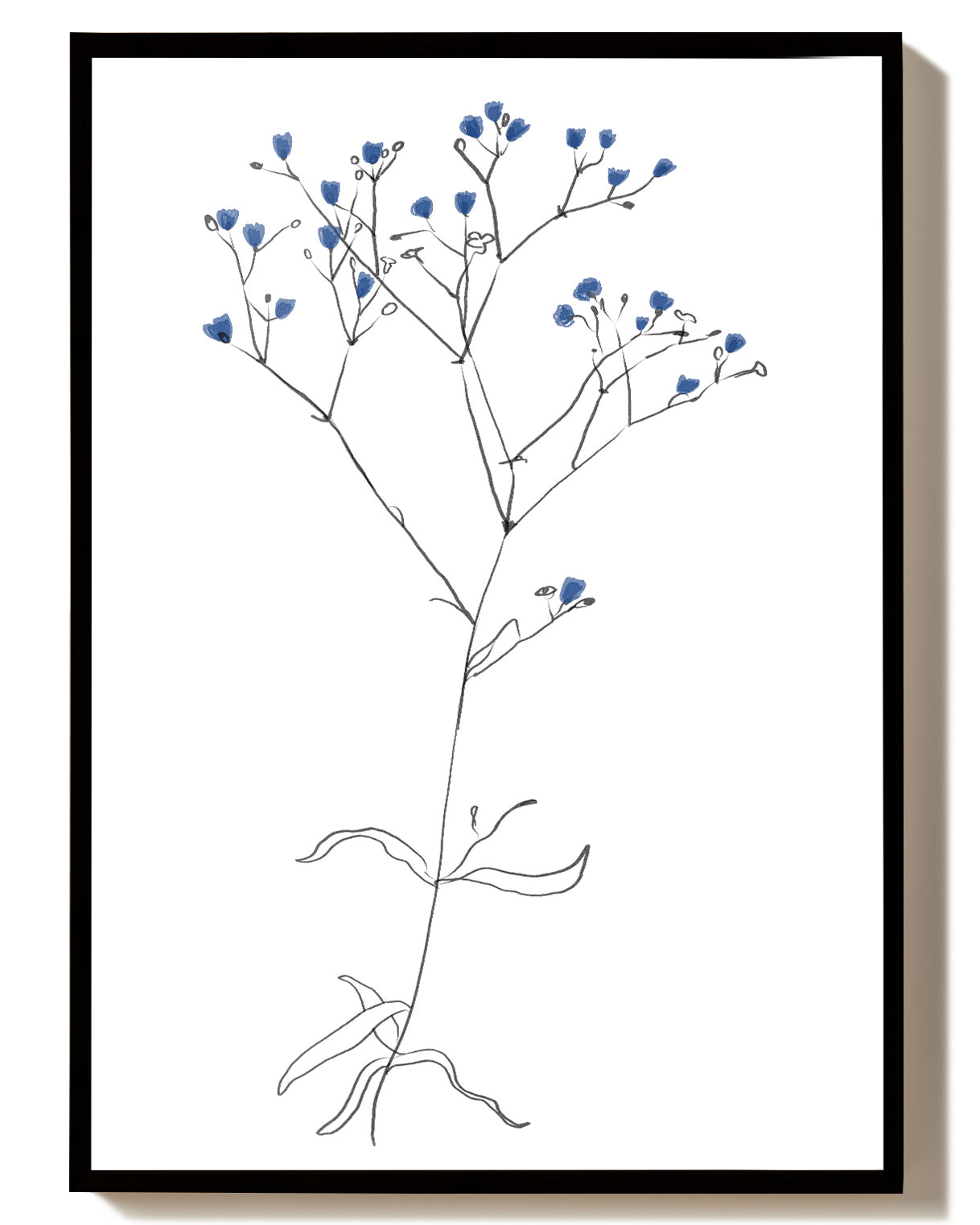 Blaues Wildblumen Minimal Poster – Blue Wildflower Minimal Poster – FineArt Wandbild, moderne Kunst & Fine Art Print von Spawnd, handgefertigt & Made in Germany