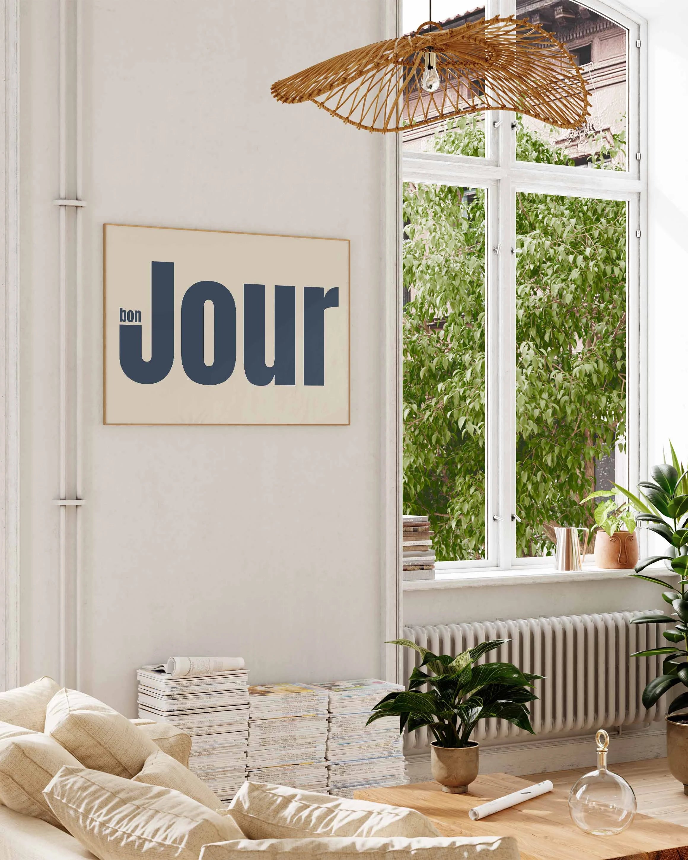 Bon Jour Poster – FineArt Wandbild, moderne Kunst & Fine Art Print von Spawnd, handgefertigt & Made in Germany