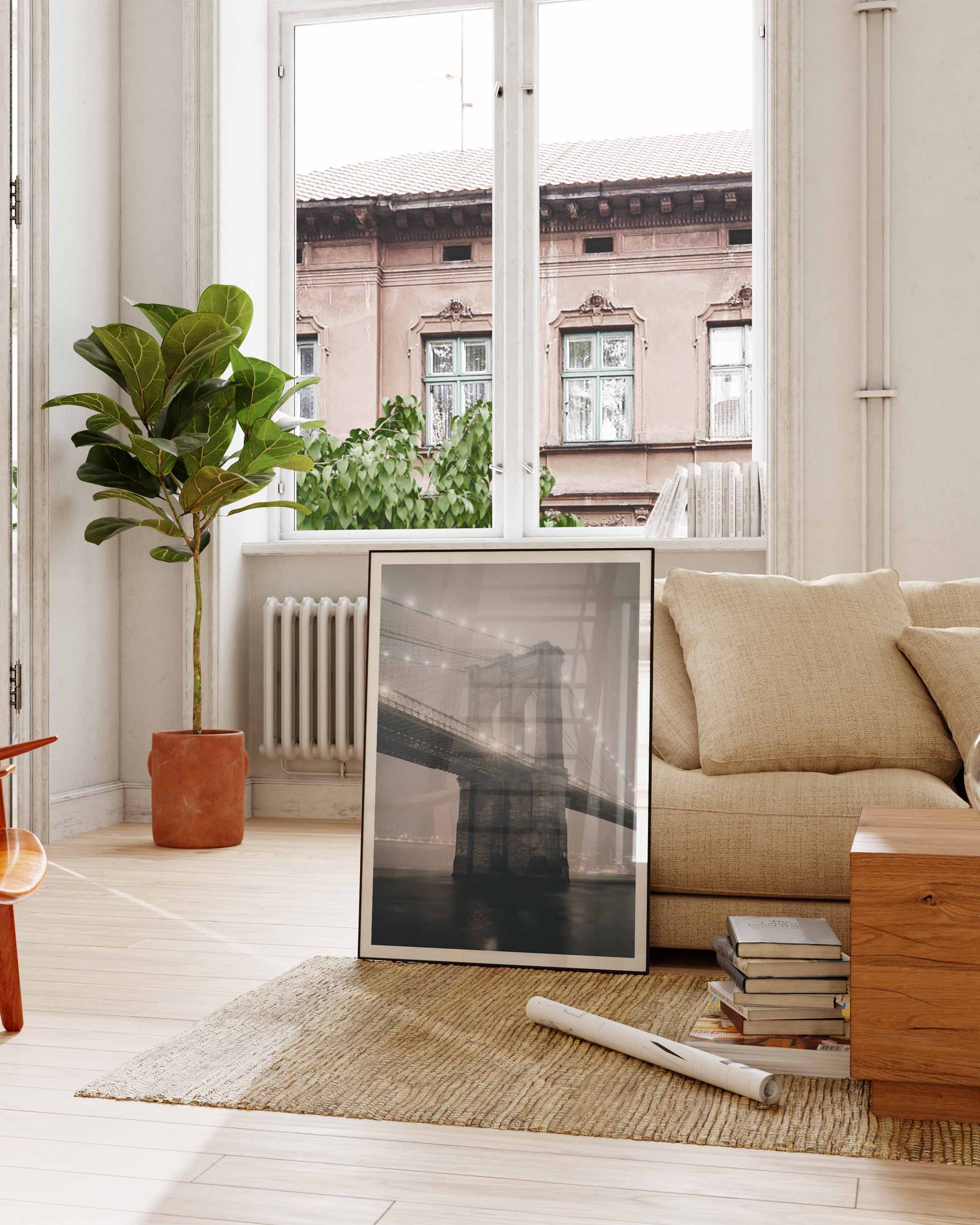 Brooklyn bridge Poster – FineArt Wandbild, moderne Kunst & Fine Art Print von Spawnd, handgefertigt & Made in Germany