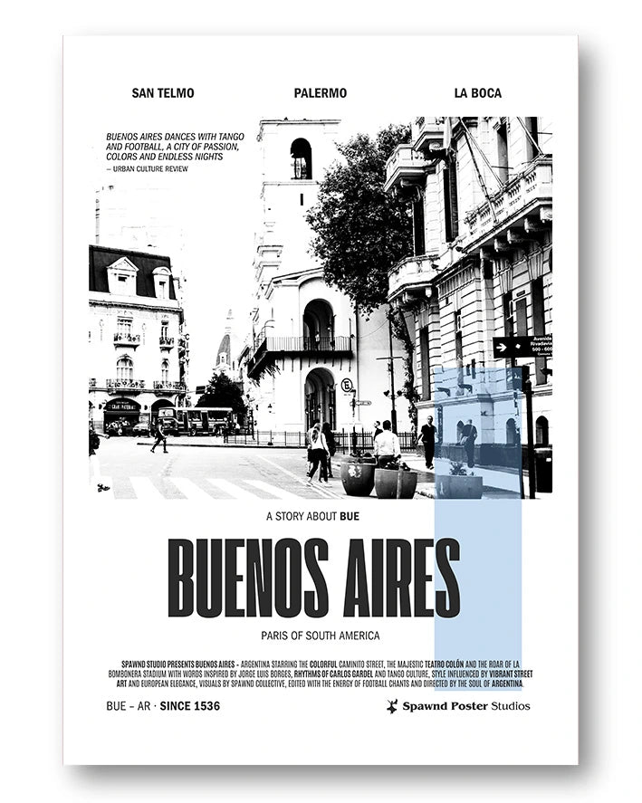 Buenos Aires Poster – FineArt Wandbild, moderne Kunst & Fine Art Print von Spawnd, handgefertigt & Made in Germany