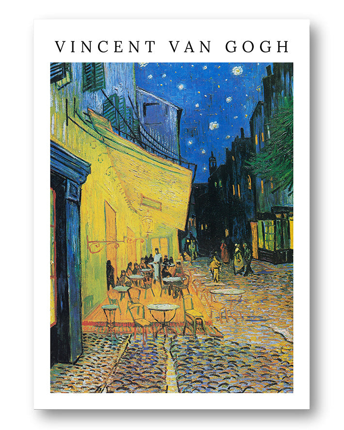 Café Terrace at Night Poster – FineArt Wandbild, moderne Kunst & Fine Art Print von Spawnd, handgefertigt & Made in Germany