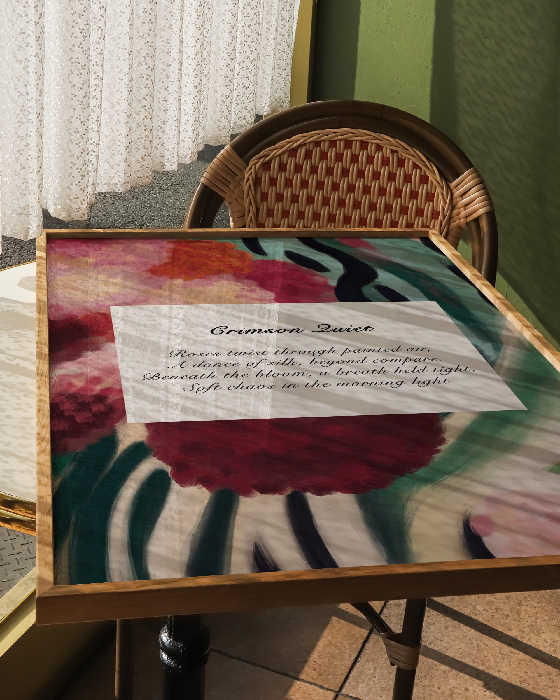 Crimson Quiet Poster – FineArt Wandbild, moderne Kunst & Fine Art Print von Spawnd, handgefertigt & Made in Germany