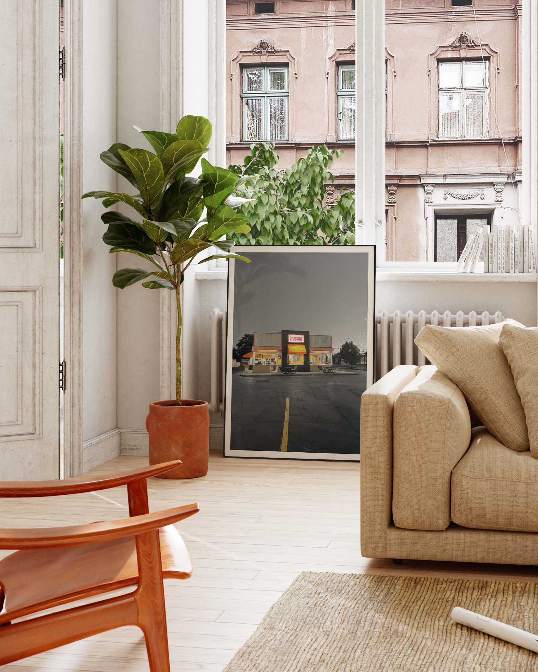 Dunkin Donuts in buffalo Poster – FineArt Wandbild, moderne Kunst & Fine Art Print von Spawnd, handgefertigt & Made in Germany