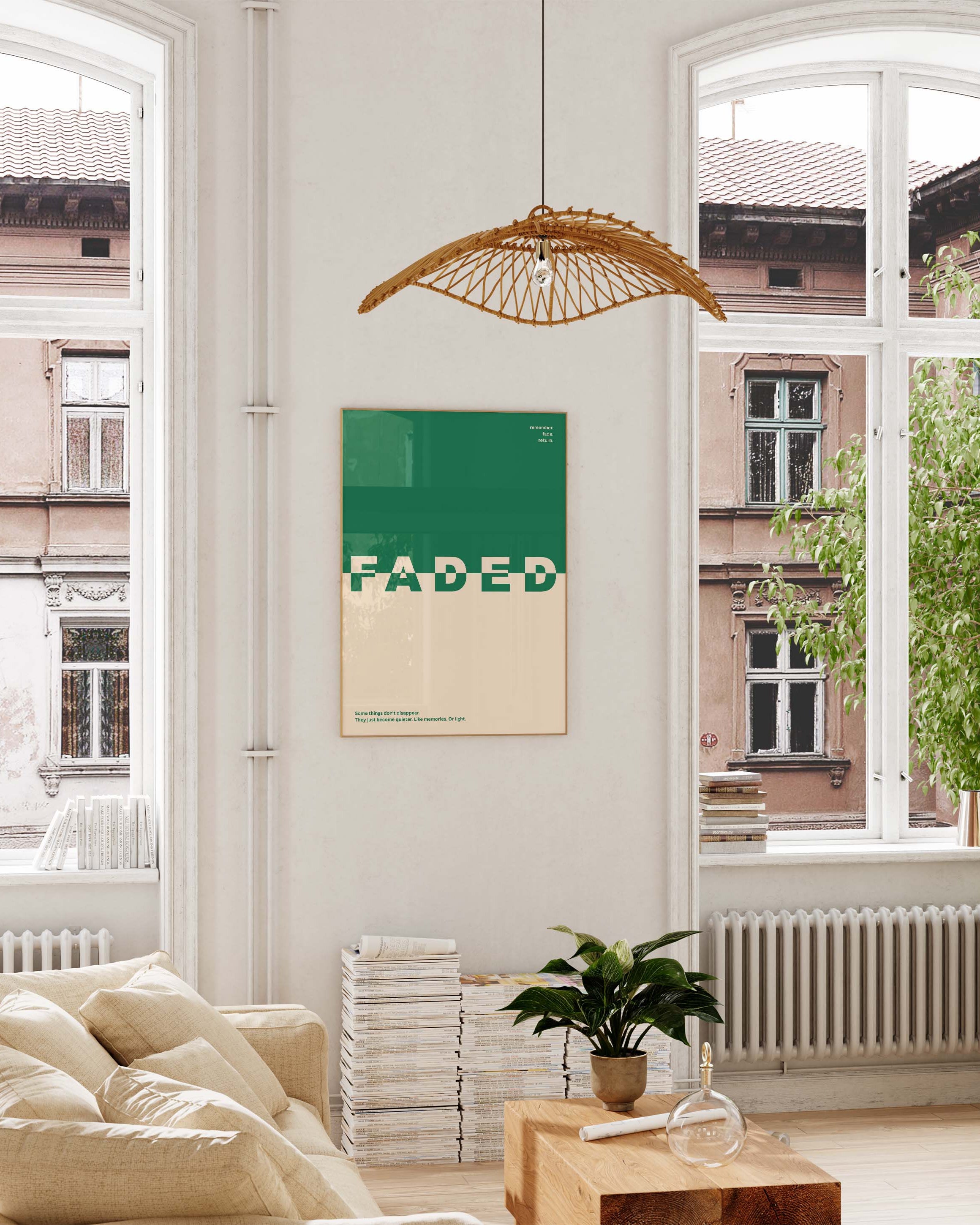 Faded Poster im Wohnzimmer – Fine Art Print – Spawnd