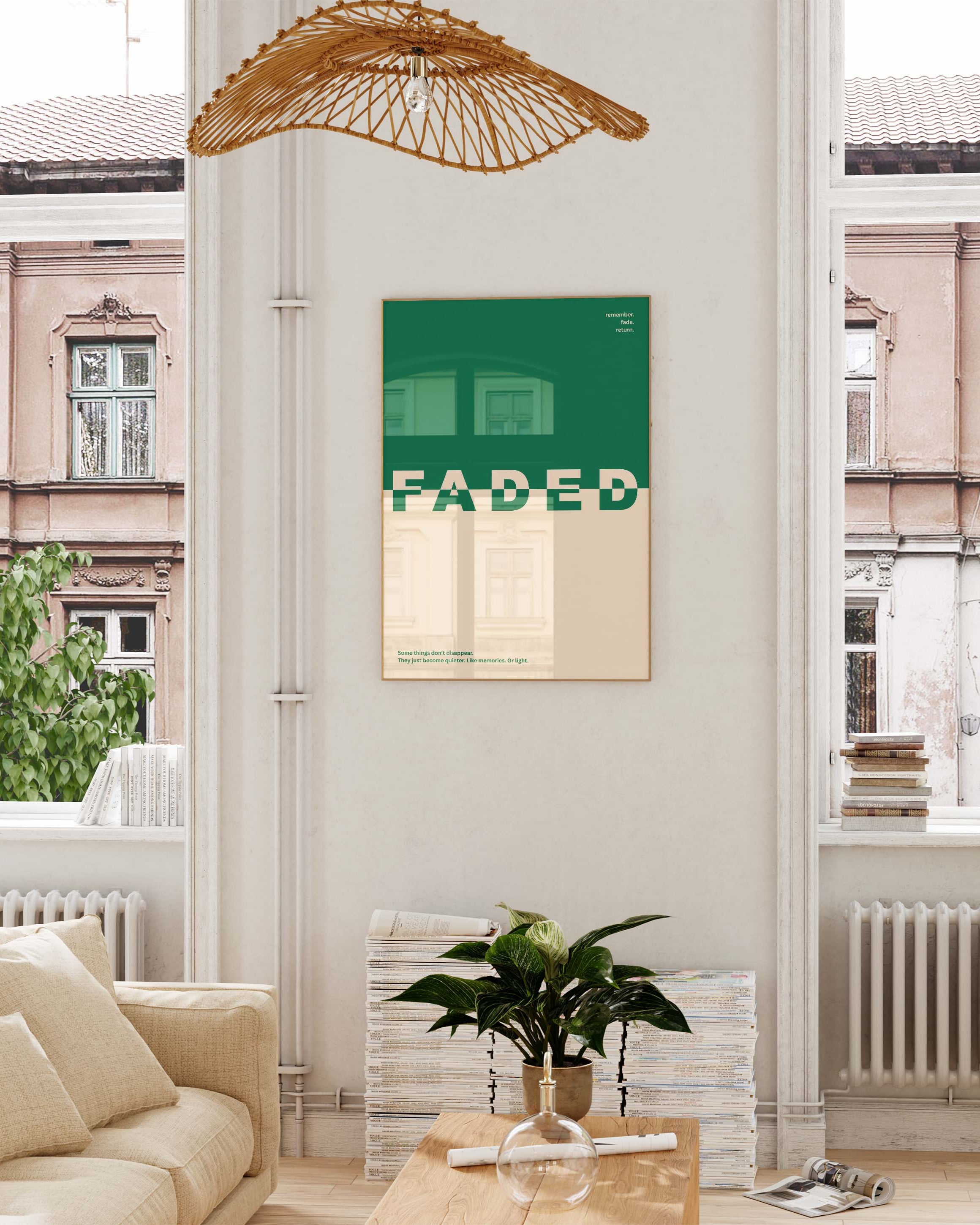 Faded Poster im Wohnzimmer – Fine Art Print – Spawnd