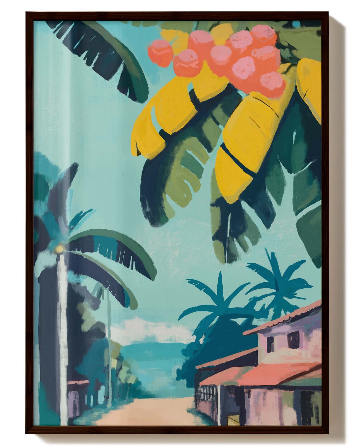 Tropical Village Morning | Tropisches Landschaftsposter