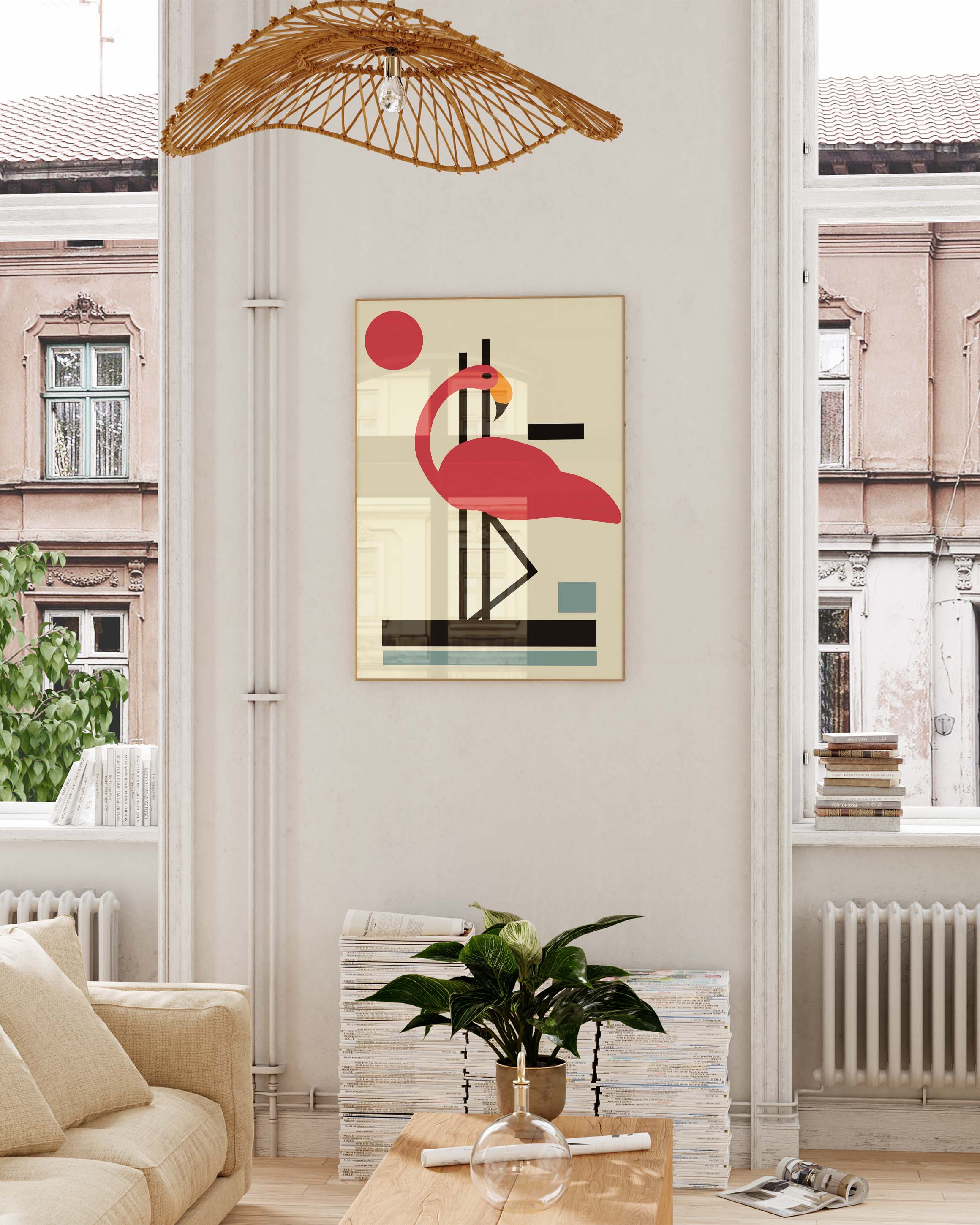 Flamingo Poster – FineArt Wandbild, moderne Kunst & Fine Art Print von Spawnd, handgefertigt & Made in Germany