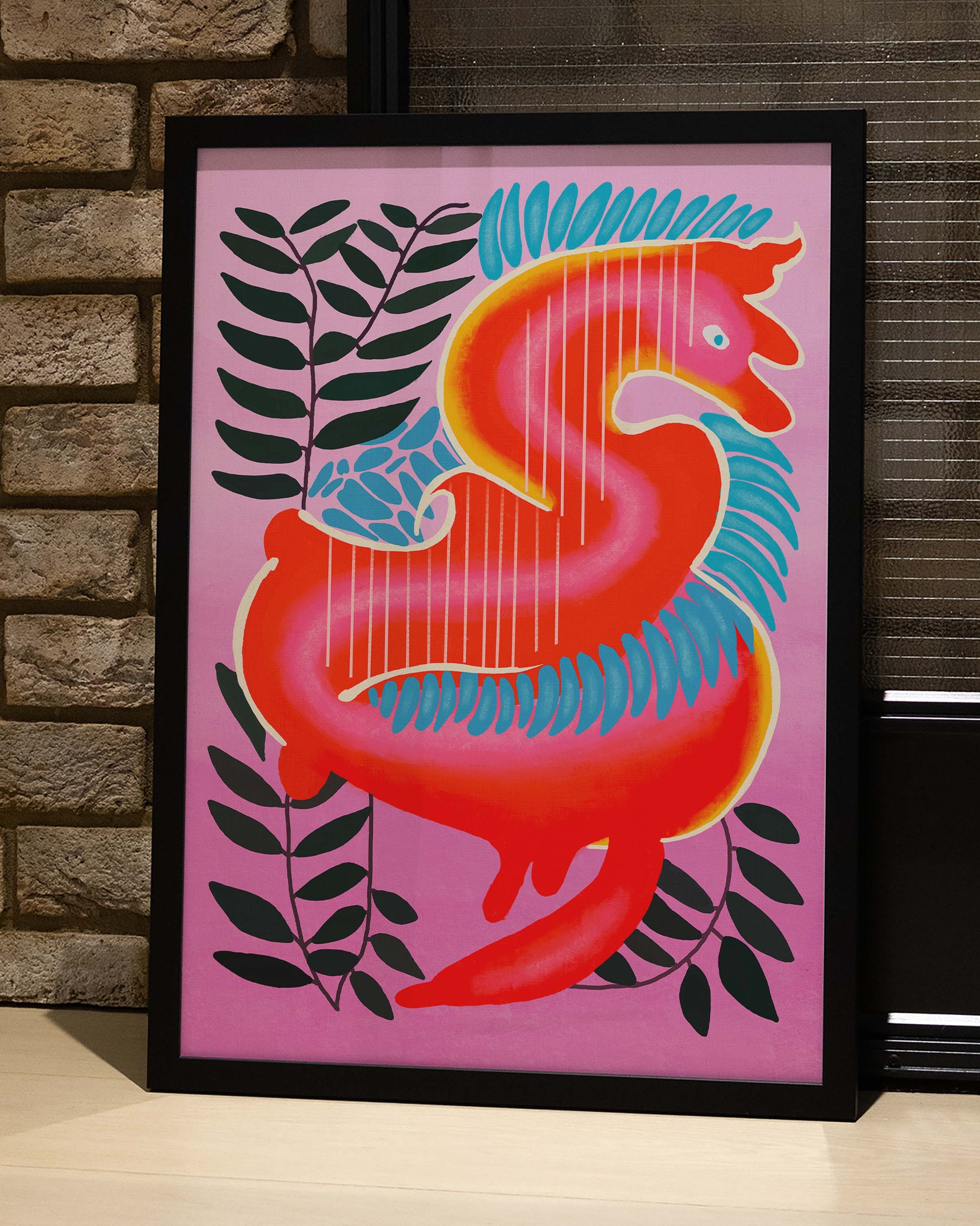 Funky Phoenix Poster – FineArt Wandbild, moderne Kunst & Fine Art Print von Spawnd, handgefertigt & Made in Germany