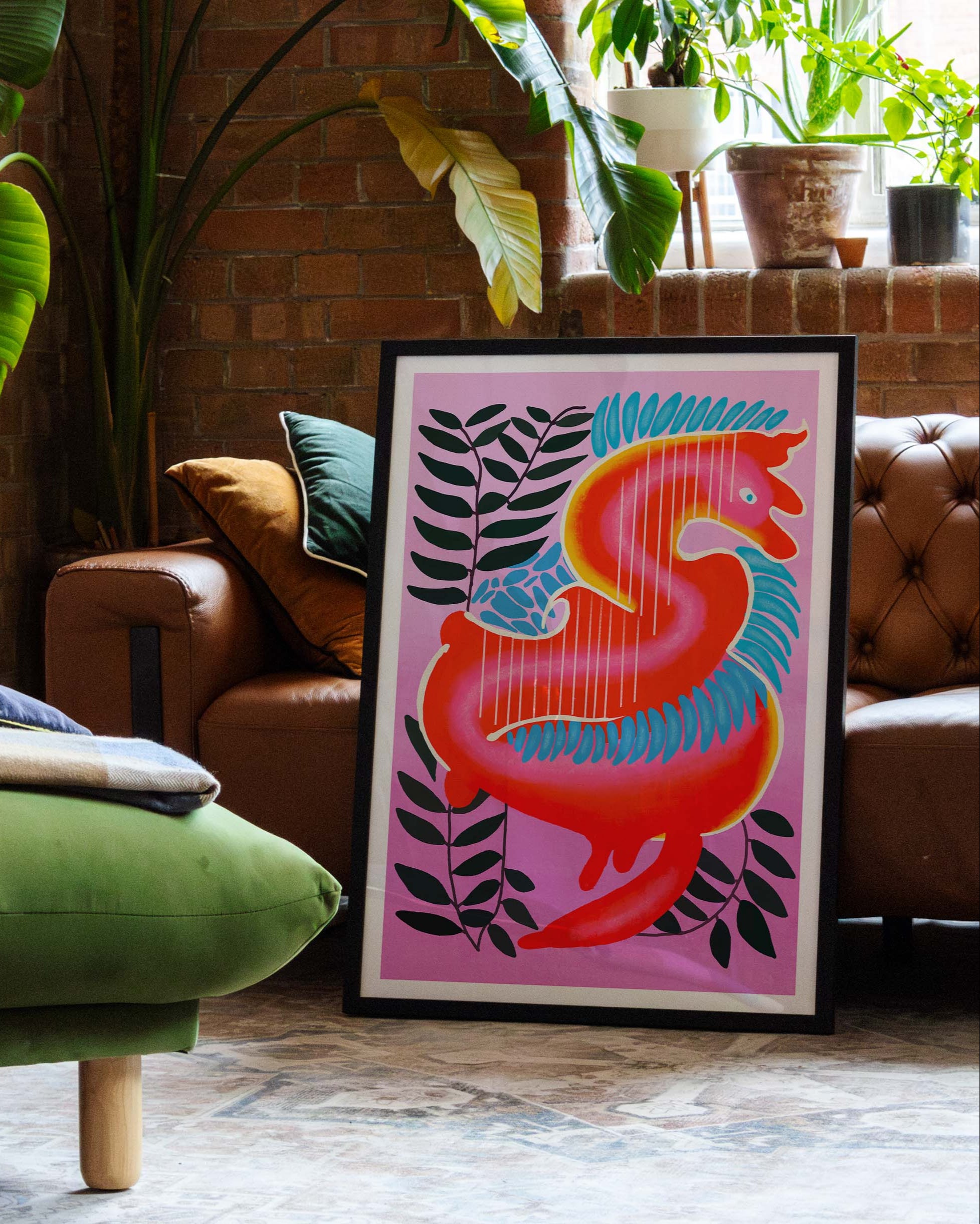 Funky Phoenix Poster – FineArt Wandbild, moderne Kunst & Fine Art Print von Spawnd, handgefertigt & Made in Germany