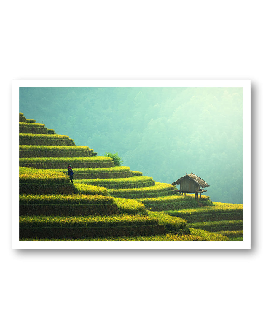 Green steps Poster – FineArt Wandbild, moderne Kunst & Fine Art Print von Spawnd, handgefertigt & Made in Germany