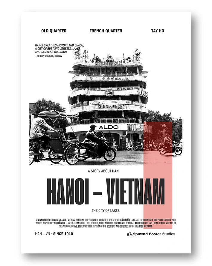 Hanoi Poster – FineArt Wandbild, moderne Kunst & Fine Art Print von Spawnd, handgefertigt & Made in Germany