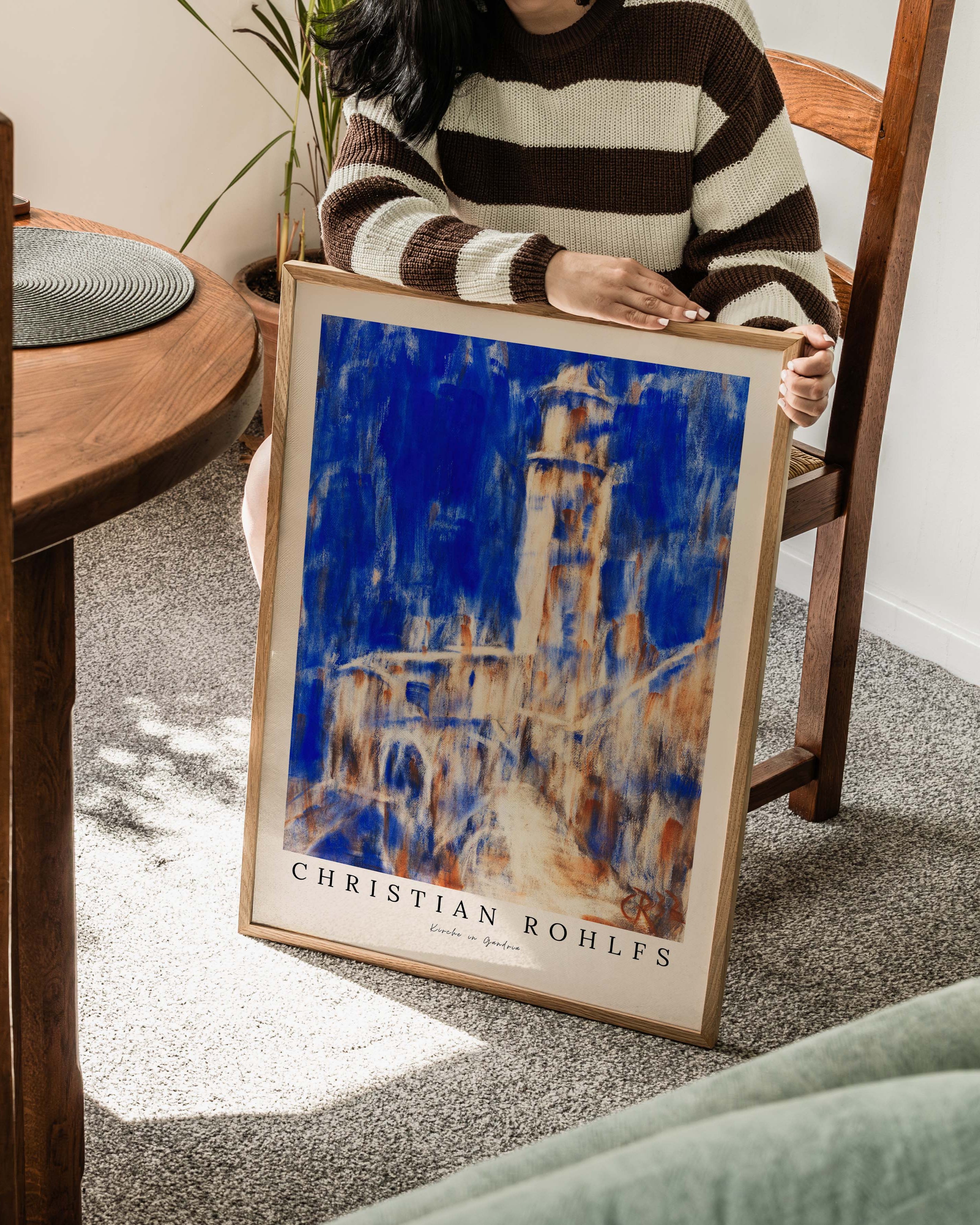 Kirche in Gandria Poster – FineArt Wandbild, moderne Kunst & Fine Art Print von Spawnd, handgefertigt & Made in Germany