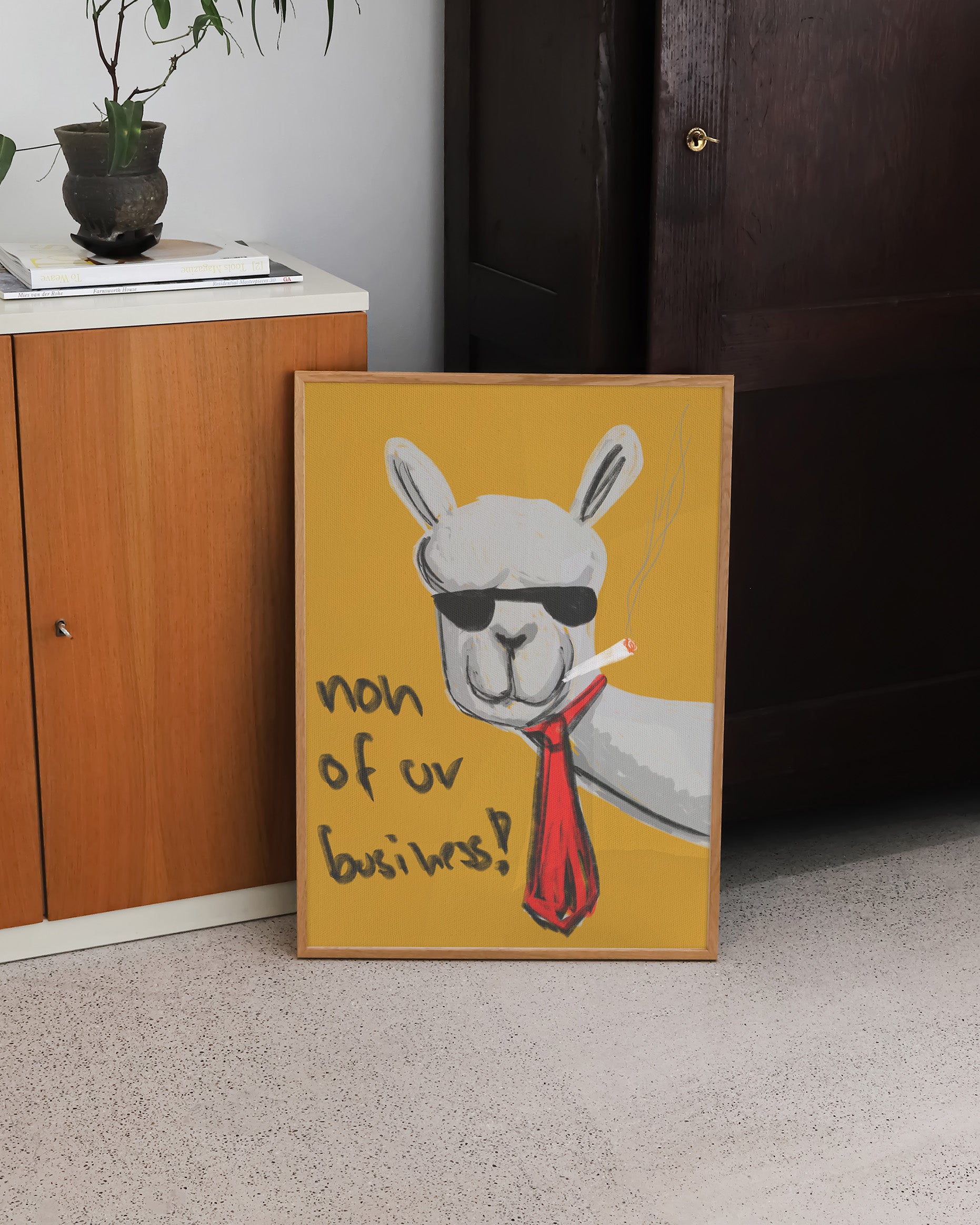 Lama Poster – FineArt Wandbild, moderne Kunst & Fine Art Print von Spawnd, handgefertigt & Made in Germany