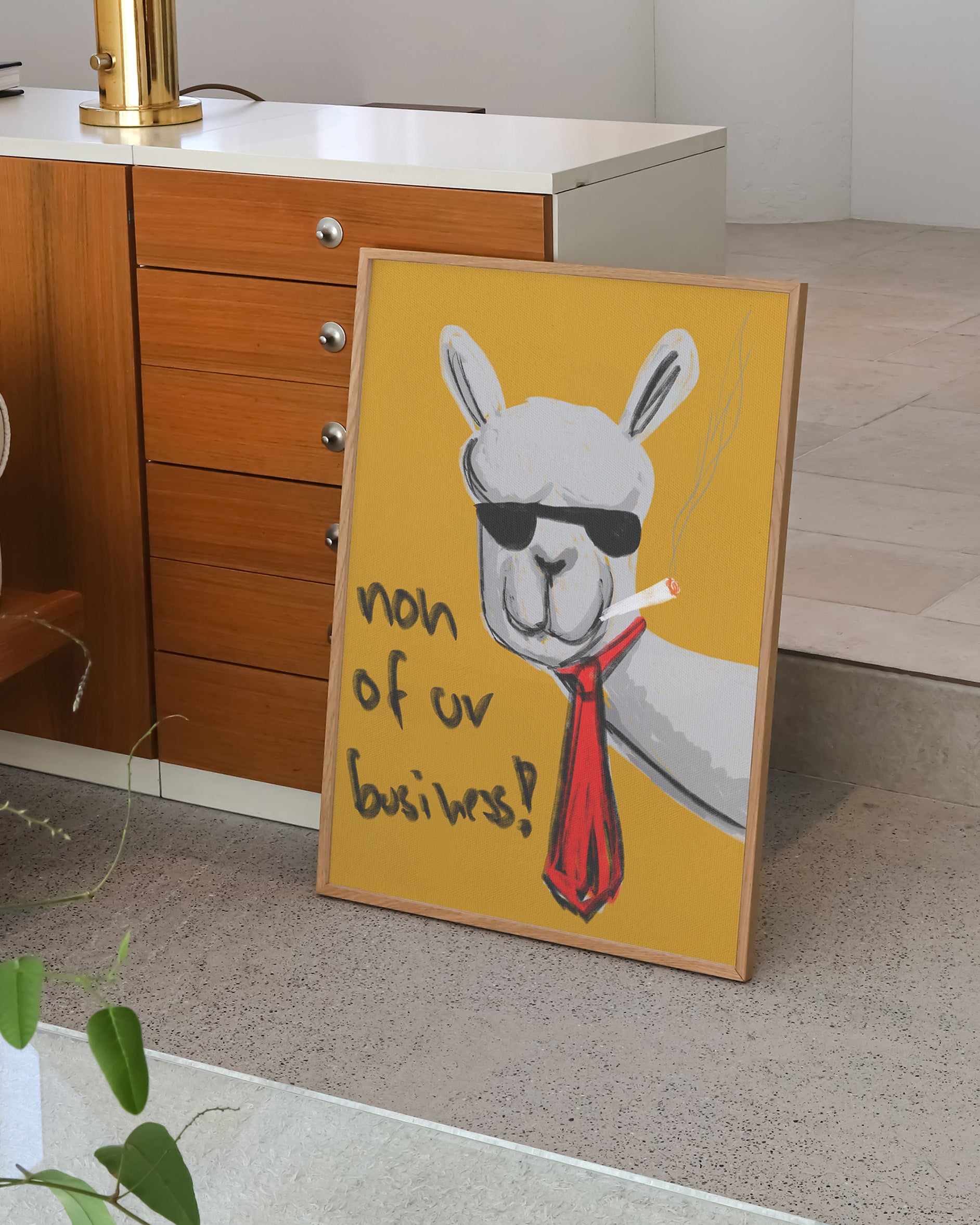 Lama Poster – FineArt Wandbild, moderne Kunst & Fine Art Print von Spawnd, handgefertigt & Made in Germany