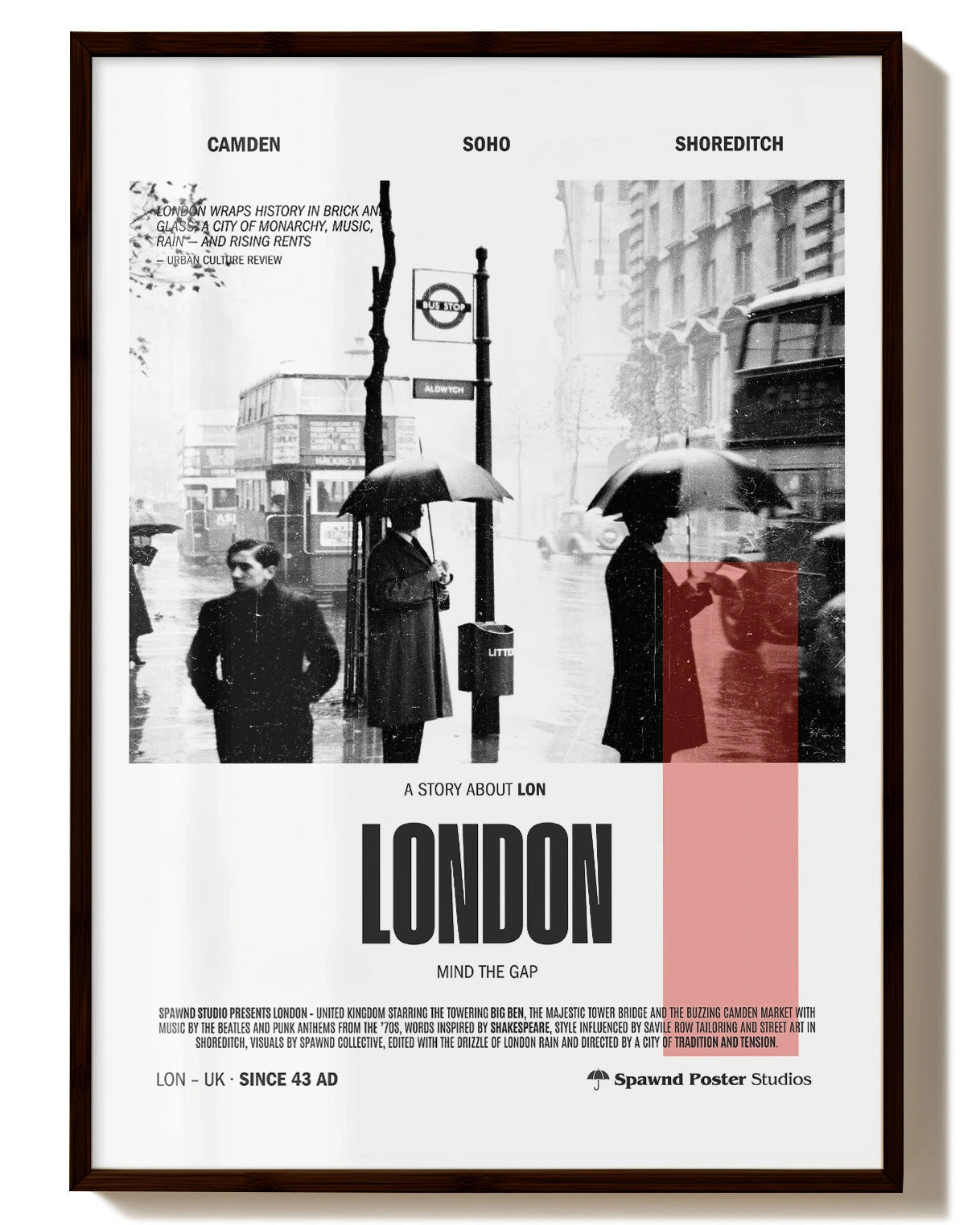 London Poster – FineArt Wandbild, moderne Kunst & Fine Art Print von Spawnd, handgefertigt & Made in Germany