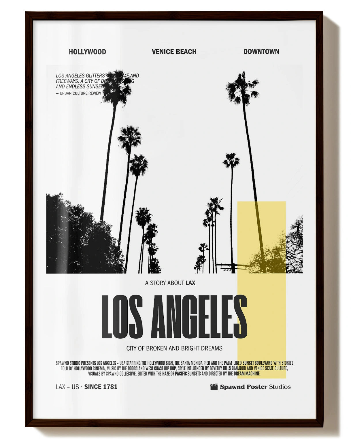 Los Angeles Poster – FineArt Wandbild, moderne Kunst & Fine Art Print von Spawnd, handgefertigt & Made in Germany